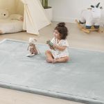 1.5" Thick Baby Play Mat for Floor Tummy Time, Large Pro Soft Foam Activity Playmats Playroom, Easy Care with Non-Slip Safe for Infant Toddler Kids Crawling79"x 118" (Light Grey)