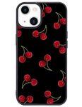 Wihytec Cute Cherry Phone Case for iPhone 15 Cherry Case Cover TPU Bumper Hard Back Shockproof Phone Case Women Girly Protective Phone Cover with Design