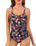 JASAMBAC Swimsuits for Women UK Tummy Control,Ladies Swimming Costumes,One Piece Modest Swimwear V-Wired &Soft Elastic Bathing Suits Padded Monokinis for Beach,Sunbathing,Pool Parties