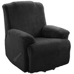 TIANSHU Fleece Recliner Covers,Velvet Plush Recliner Chair Slipcovers Modern Velvet Plush Recliner Slipcover Furniture Protector Cover Sofa Slipcover for Recliner Chair Cover(Recliner,Black)