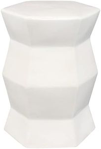 Sunnydaze Moderno Hexagon Ceramic Garden Stool Side Table - Indoor or Outdoor - 17.25-Inch H - White Glazed Finish