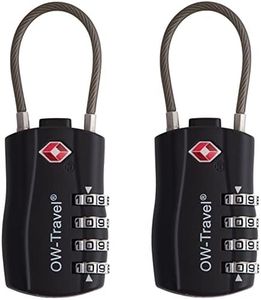 OW-Travel Candado Combinacion Cable Acero Flexible Anti robo. Candado maleta TSA numerico 4 Digitos. Candados mochila y maletas. Candado Taquilla Gimnasio. TSA candado seguridad equipaje Negro 2