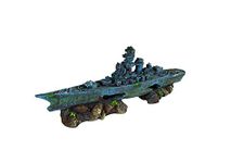 Penn-Plax Deco-Replicas Sunken Battleship Aquarium Decoration – Safe for Freshwater and Saltwater Fish Tanks – Medium