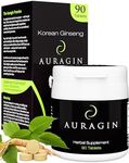 Auragin® Authentic Korean Red Ginseng – Made in Korea – 6 Year Roots – No Additives or Other Ingredients – 100% Red Panax Ginseng in Every Tablet