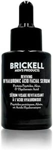 Brickell Men's Anti Aging Hyaluronic Acid Serum for Face, Reviving Day Serum for Men, Natural and Organic Face Serum with Protein Peptides to Restore Firmness and Collagen, 1 Ounce, Scented