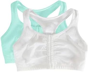Fruit of the Loom Women's Front Close Racerback Sports Bra, Mint Chip/White, 24