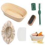 10 Inch Oval Bread Basket Set, Sourdough Bread Basket for Bread Baking, Handmade Proofing Basket Set with Cloth, Artisan Sourdough Bread Making Tools for Professional and Amateur Bakers