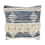 SARO LIFESTYLE Nautica Collection Chindi Fringe Throw Pillow Cover, 18" x 18", Blue