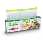 GREEN ZIPPER Seal Freezer Food Storage Bags 15 Bags In 1 Box Microwave Safe, Transparent & Bpa Free (Large)(Plastic)