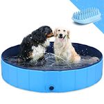 Foldable Dog Pool for Large Dogs Kiddie Pool Kids Pool Hard Plastic, Heavy Duty PVC Swimming Pool Collapsible Pet Bath Tub for Dogs Cats and Kids Kiddy Wading Pool 55 * 12 Inch, XL