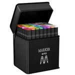 AOMEES Felt Tip Pens 48 + 4 Colours Marker Set, Alcohol Permanent Marker Set, Graffiti Pens, Oily Markers, Quick Drying, Twin Tip Marker Pens Set for Manga, Painting, Drawing