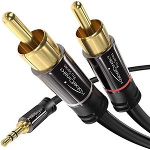 KabelDirekt – 3m – Aux/3.5mm to RCA/Phono Male Adapter Cable, 2X RCA/Phono Plugs (Y Splitter Audio Cable, for Connecting Smartphones/notebooks and Other Equipment to Hi-Fi Systems/Speakers, Black)