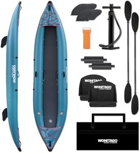 WONITAGO PVC Inflatable Kayak with Drop Stitch Floor, Recreational Touring Kayak with Kayak Paddle, Hand Pump and Carrying Bag, 2 Person, Blue