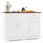 PETSITE Buffet Cabinet, Kitchen Sideboard with Storage Cabinets & Drawers, Adjustable Shelf, Modern Credenza Coffee Bar Server Console Table Cupboard for Entryway Living Dining Room