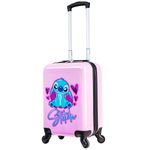 Disney Stitch Hard Shell Suitcase, 49.5 x 32 x 21cm, 28L Capacity, 4 Spinner Wheels - Travel Essentials (S/49.5cm - 28L, Pink)