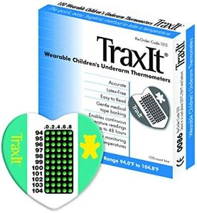 Traxit Wearable Axillary Thermometer for Kids, Single Use Pediatric Thermometer Patch for Babies, Toddlers, & Children, Designed for Up to 48 Hours of Wear, Home or First Aid Use, Fahrenheit, 100 Pack