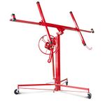 Voohek YC113plus Drywall Lift Panel Hoist, 11 Ft (Max Height) Sheetrock Jack Lifter for Ceiling, Enhance Base and Firm Bound Wire, Lockable Rolling Caster Wheels, Construction Tools, Red