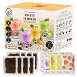 Bubble/Boba Tea Kit with Instant Tapioca Pearls and Milk Tea Powders | Makes 8 Drinks | Assorted Fruity Flavours include Taro, Mango, Honeydew, Strawberry in Individual Sachets by Moriyama Teahouse