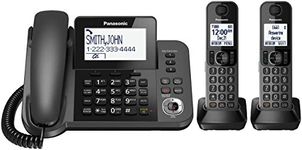 Panasonic DECT 6.0 2-in-1 Corded/Cordless Phone with Answering Machine, Call Block, and Talking Caller ID - 2 Cordless Handsets - KX-TGF352CB (Metallic Black)