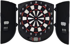 HOMCOM Electronic Dartboard Set 26 Games and 185 Variations with 6 Darts and Cabinet to Stroage Multi-Game Option Ready-to-Play