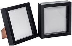 Nicola Spring Picture Box Frame - Black - 6x6" (15x15cm) - Pack of 2 - Standing & Hanging Frames for 3D Letter Displays, Photos, Memorabilia and Special Occasion Memories