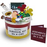 Survival Kit In A Can GODPARENTS Novelty Fun Gift - Humorous Godfather, Godmother, Thank You, Christening, Baptism, Naming Day, Birthday or Christmas All In One Present & Card AVAILABLE (Red/Yellow)