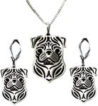 Pug Dog Sterling Silver Necklace fo