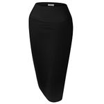 Black Pencil Skirts for Women Reg and Plus Size Black Skirts Below The Knee Black Midi Skirt Black Skirts for Women Black Pencil Skirt (Size Large, Black)