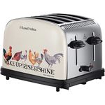 Russell Hobbs Emma Bridgewater Rise & Shine 4 Slice Toaster - (Independent & Wide Slots, 7 Browning settings, Frozen/Cancel/Reheat with Illuminated lights, Removable crumb trays, 1500W, Cream) 25780