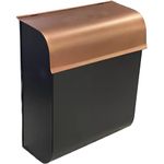 NACH Dominion Minimalist Mailbox, Wall Mount Mailboxes for Outside with Max Rust Protection, Black and Brown, 12x10x4.5 in, MB-8000