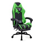 Play haha.Gaming chair Office chair Swivel chair Computer chair Work chair Desk chair Ergonomic Chair Racing chair Leather chair Video game chairs (Green,With footrest)