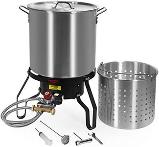 Barton 52Qt Turkey Deep Fryer w/High Pressure Burner All Purpose Aluminum 80,000 BTU Outdoor Boiler Roaster Clam Bake Crawfish Pot Boiling Lid Seafood Cajun Gas Stove Burner Stand Injector