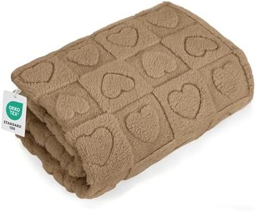 gogobunny Calming Plush Dog Cat Blanket 300GSM Coral Fleece, Ultra-Soft Machine Washable Pet Bedding for Small Medium Dogs Cats Puppies Kittens (Brown, 60x80)