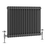 Warmehaus - Traditional Cast Iron Style Anthracite Double Column Horizontal Radiator 600 x 830mm - Perfect for Bathrooms, Kitchen, Living Room