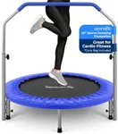 SereneLife 36"/40" Portable & Foldable Trampoline in-Home Mini Rebounder with Adjustable Handrail for Indoor and Outdoor Workout Use, Fitness Body Exercise, Round Jumping Cardio, Safe for Kids/Adults