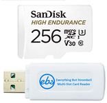 SanDisk Micro SDXC 256GB High Endurance Memory Card Works with Wyze Cam v3 Pro, Wyze Cam Outdoor v2 Smart Camera (SDSQQNR-256G-GN6IA) Bundle with (1) Everything But Stromboli MicroSD & SD Card Reader