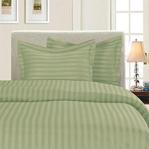 Elegant Comfort Best, Softest, Coziest 3-Piece Duvet Cover Sets! - 1500 Premier Hotel Quality Luxurious Wrinkle Resistant 3-Piece Damask Stripe Duvet Cover Set, Full/Queen, Sage/Green