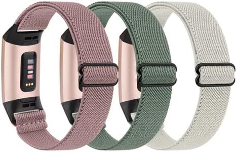 [3 PACK] Elastic Bands for Fitbit Charge 4 Bands & Fitbit Charge 3 Bands Women Men, Adjustable Comfortable Solo Loop Nylon Braided Replacement Wristband Straps for Fitbit Charge 4 / Charge 3 / Charge 3 SE