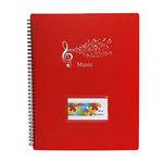 Music Sheet Folder Song File Clef Paper Storage Documents Holder Bag, Blank Plastic Concert Choral Folder A4 40 Pockets for Musicians and Band, Writable and 180-degree Spiral-Bound