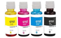 Refill Ink GT 51/52 Compatible Inkjet Ink Refill for HP 5810, 5811, 5820, 5821, 115, 116, 117, 310, 315, 319 CISS Ink Tank Printers (Bk(90ml)/C/Y/M(70ml))