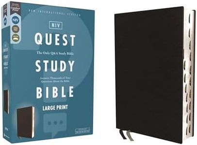 Niv, Quest Study Bible, Large Print, Bonded Leather, Black, Thumb Indexed, Comfort Print: The Only Q and A Study Bible