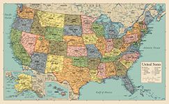 USA Map Poster - United States Map Chart [Green/Color]