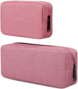 dealcase Electronic Accessories Organizer, Durable Small Electronics Accessories Storage Bag Compatible Laptop Charger Various USB,Cables,Cords and Power Travel Gadget Carry Bag,Pink(Small+Big)