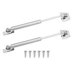 2 Pack Gas Strut, Slow Down Lift Stay Support, Hinge Spring, Soft Close Hinges for Kitchen Cabinet Hinges Cupboard Door Toy Box, Heavy Duty Lid, Silver Electroplating, 100N