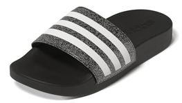 adidas unisex child Adilette Comfort Slide Sandal, black/white/black, 3 Little Kid US