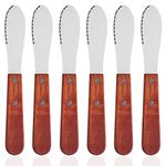 8 Inch, 6 Pack Stainless Steel Straight Edge Wide Butter Spreader with Wood Handle, DaKuan 8 Inch Sandwich Cream Cheese Condiment Knives