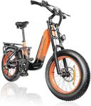 Cyrusher 20inch Aluminum Electric Bike, Kommoda 250W 48V 14Ah 15 Mph Fat Tires E-Bike for Men and Women, Full Suspension, Dual Hydraulic Disc Brakes, Orange