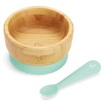 Munchkin Bambou Baby Bowl| Bamboo Bowl for Weaning| Baby Suction Bowl & Spoon Set| for Babies & Toddlers 6 Months & Over| BPA Free Weaning Set for Babies & Kids