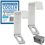 IMPRESA [2 Pack] White Cooler Lock Bracket for Yeti and for RTIC Cooler Tie Down Kit - Cooler Locks Brackets Secure Mid-to Large-Size Cooler - Rubber Coating on Bracket to Prevent Scratches