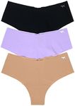 Victoria's Secret PINK Cheekster Panty Set of 3 Small No Show Black/Light Lilac/Mocha Latte, No Show Black / Light Lilac / Mocha Latte, S